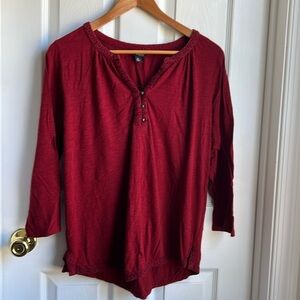 Lucky Brand Women’s Red Long sleeve Cotton Tee Shirt